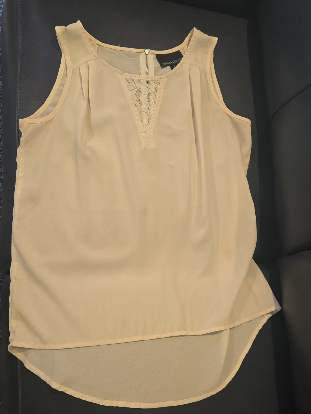 Cynthia Rowley Size Small Cream Lace-Trim Sleeveless Camisole Blouse